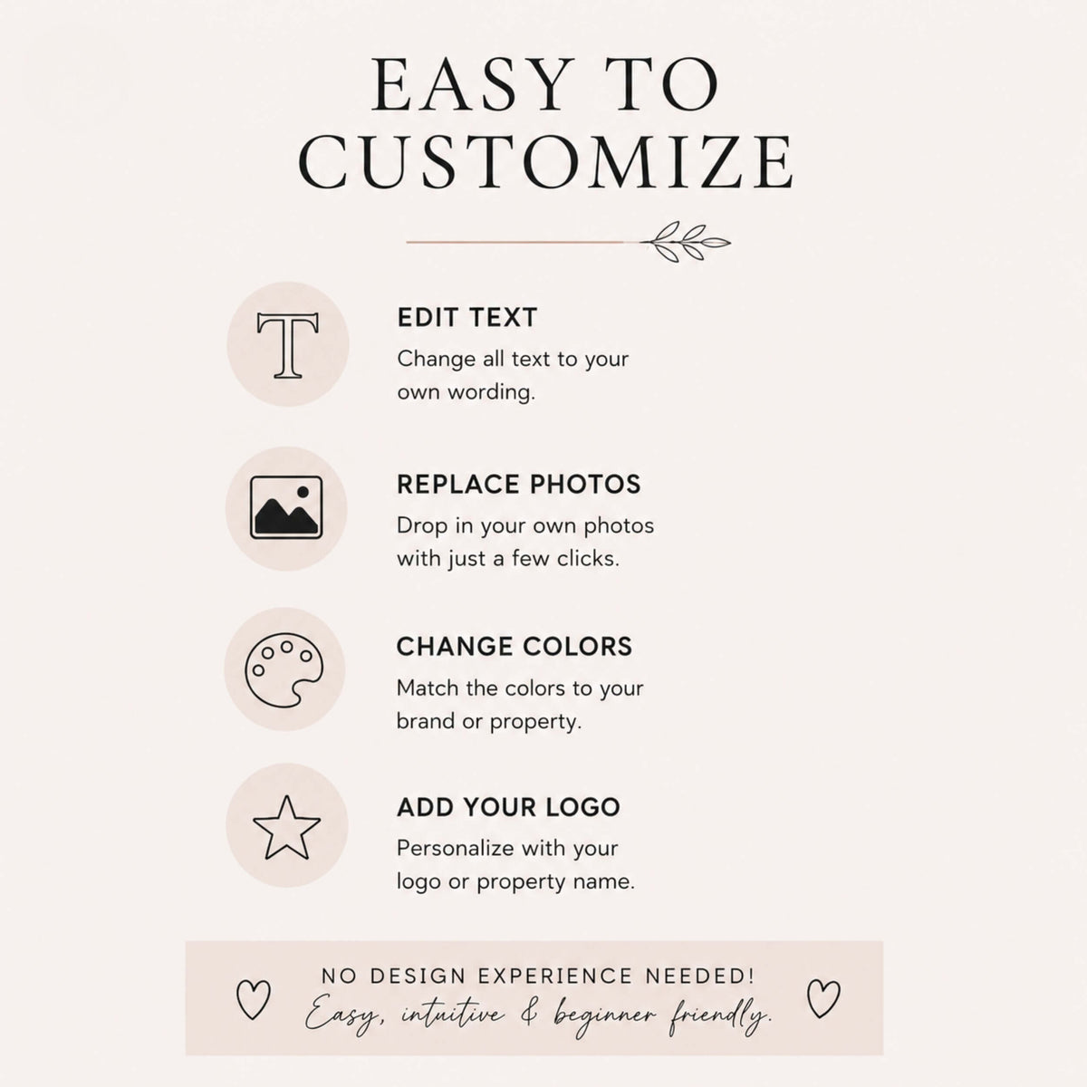 Easy-to-customize Airbnb Welcome Book template with editable text, photos, colours and branding in Canva.