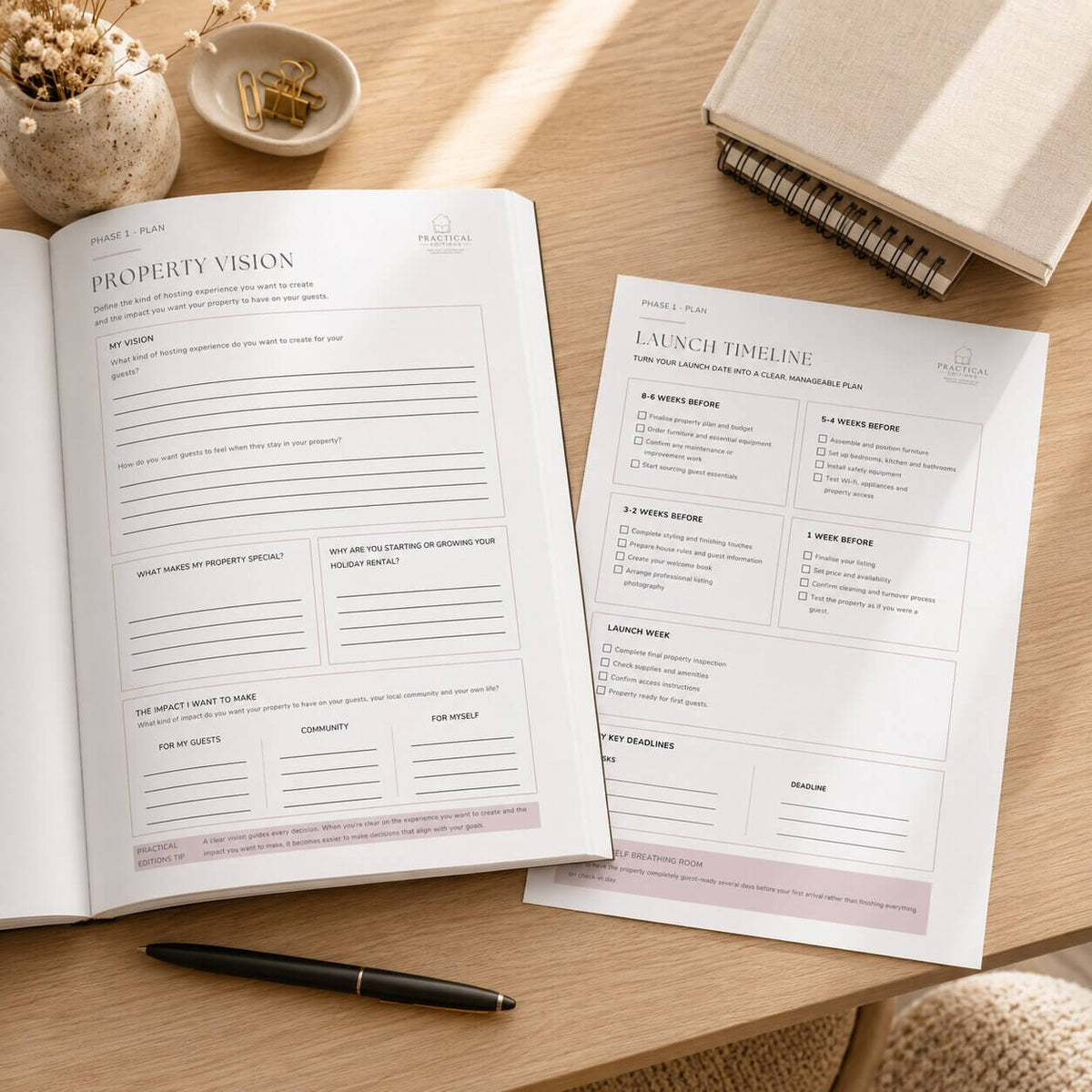 Property vision worksheet from the Holiday Rental Launch Planner